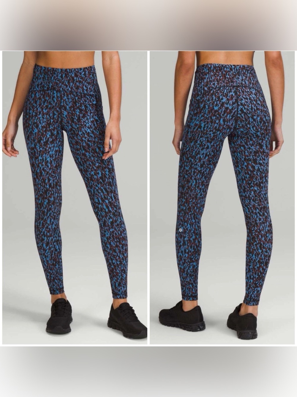Blue Black Speckled High-Rise Leggings